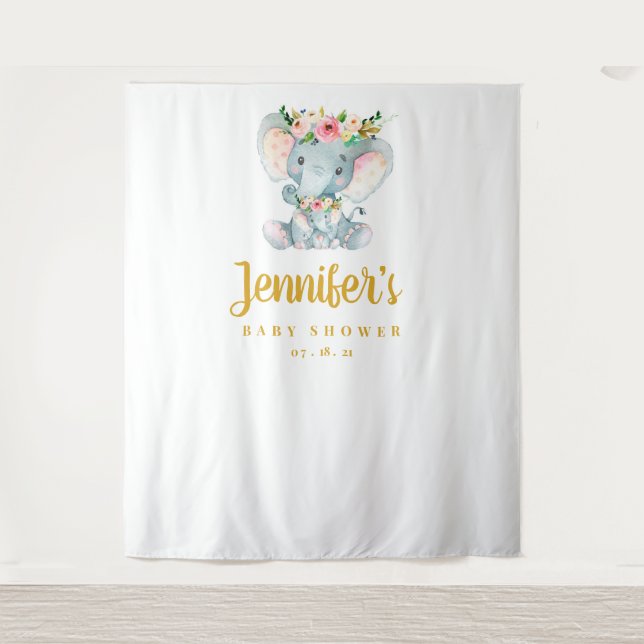 Tenture Fond de toile de fond pour bébé éléphant, accessoi (Devant)