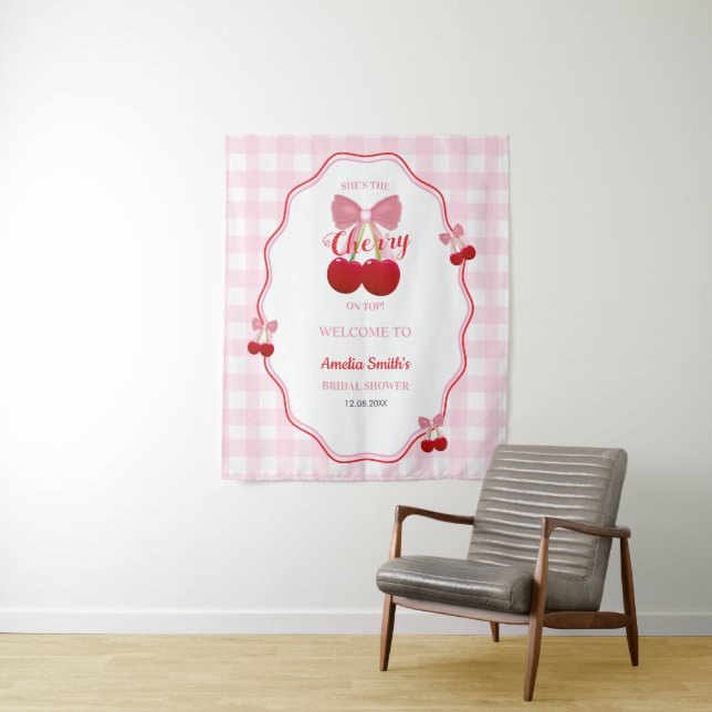 Tenture Fond de toile de fond pour mariage avec cerise et  (En situation)