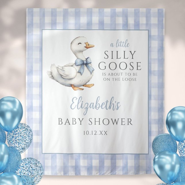 Tenture Fond de toile de fond pour séance photo de Baby Sh (Silly Goose Blue Baby Shower Photo Backdrop)