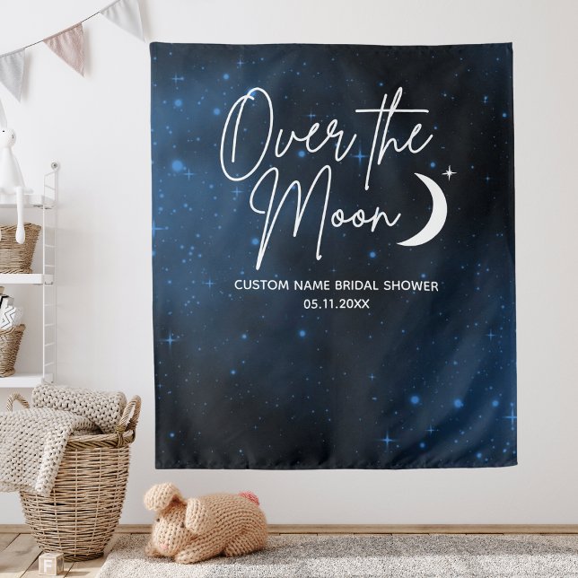 Tenture Fond de toile de fond pour une fête de mariage lun (Over The Moon Backdrop Bridal Shower Vertical Wall
)