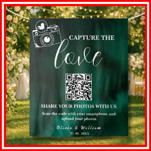 Tenture Fond de toile de fond QR Capture The Love Émeraude