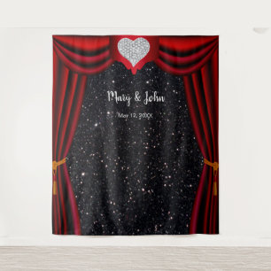 Tenture Fond de toile de fond rideau rouge coeur diamant p