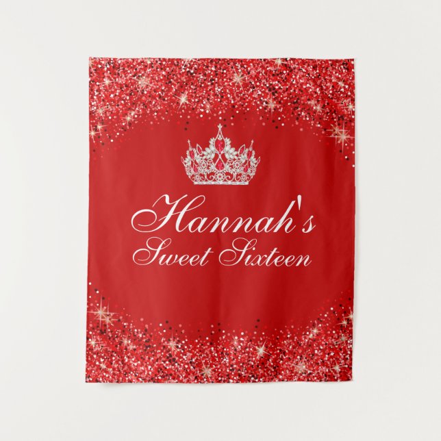 Tenture Fond de toile de fond Sweet 16 pailleté rouge (Devant)