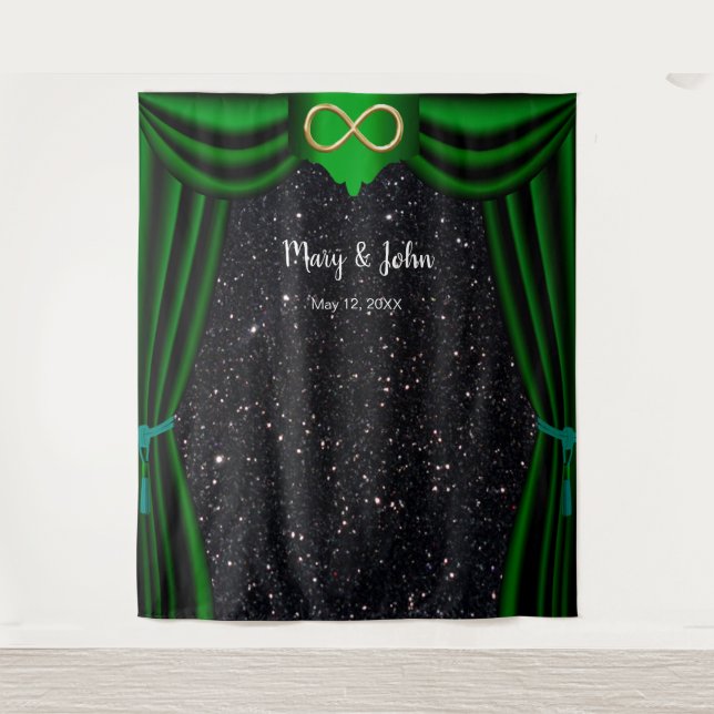 Tenture Fond de toile de fond vert infini paillettes noire (Devant)
