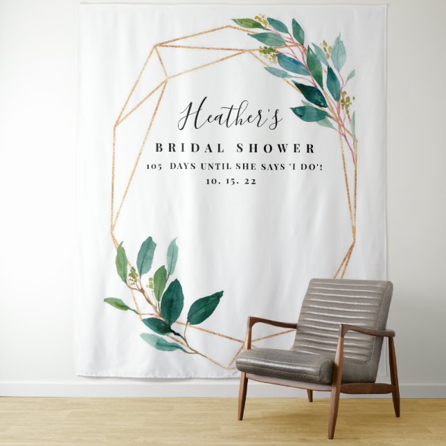 Tenture Fond de toile de mariage avec eucalyptus, accessoi (En situation)