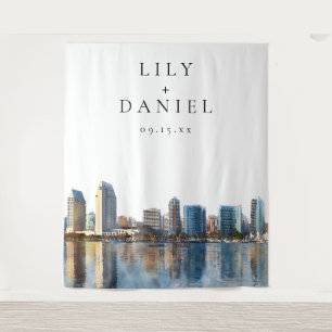 Tenture Fond de toile de mariage avec vue sur San Diego
