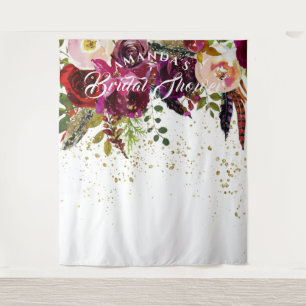 Tenture Fond de toile de mariage floral burgundy bohème gr