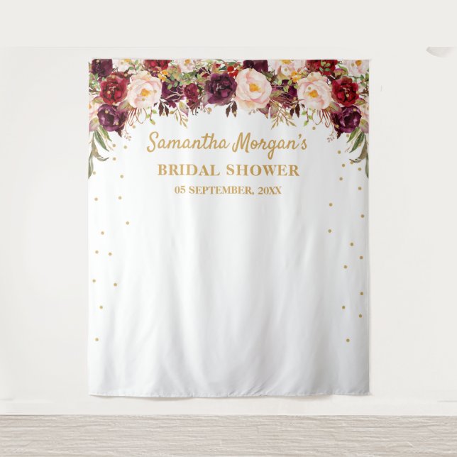 Tenture Fond de toile de mariage floral marsala burgundy p (Devant)
