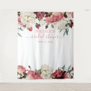 Tenture Fond de toile de mariage floral rose carmin