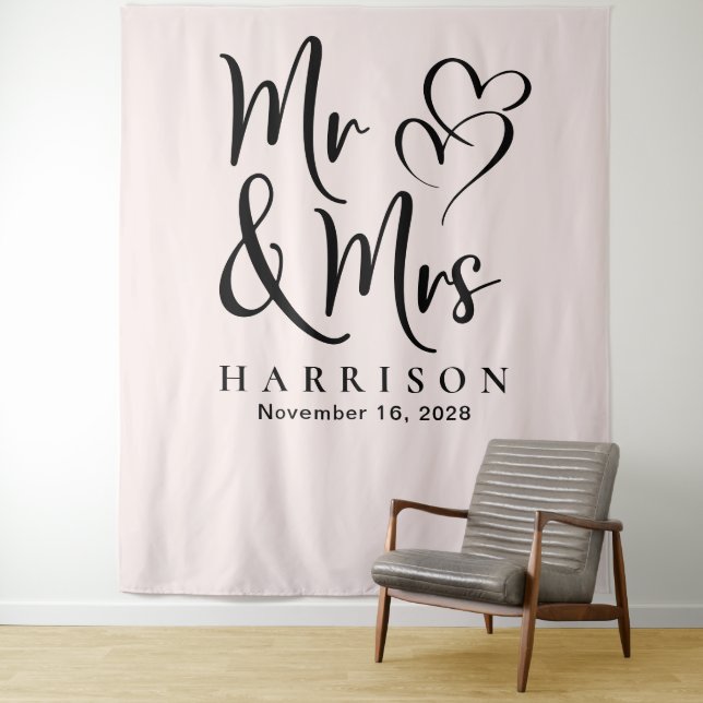 Tenture Fond de toile de mariage pour M. et Mme Rose (En situation)