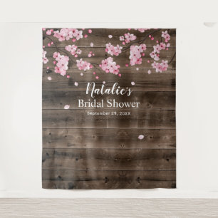Tenture Fond de toile de mariage rustique à fleurs de ceri