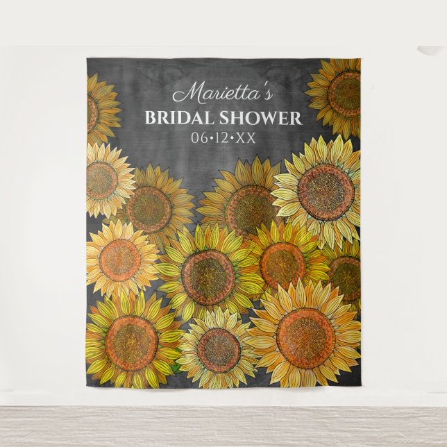 Tenture Fond de toile de mariage rustique boho tournesol g (Devant)