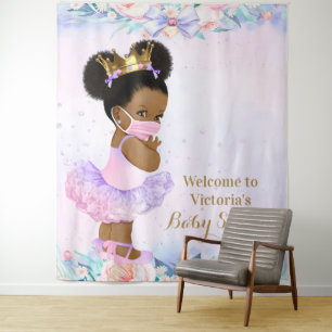 Tenture Fond de toile XL pour Baby Shower Fille Covid Bébé