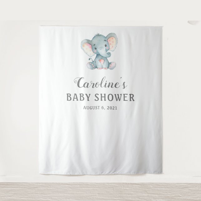 Tenture Fond de toilette bébé éléphant, Accessoire de phot (Devant)