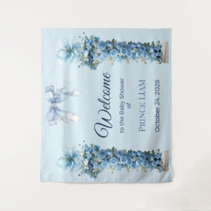 Tenture Fond de toilette bébé Prince Liam à fleurs bleues