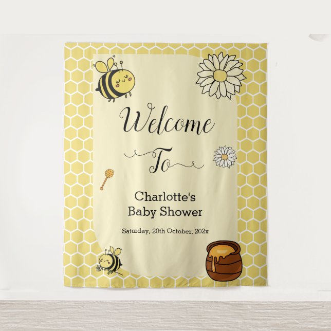 Tenture Fond de toilette de bébé avec des abeilles mignonn (Devant)