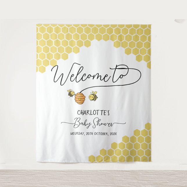 Tenture Fond de toilette de bébé en nid d'abeilles mignon (Devant)
