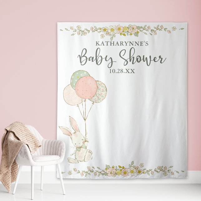 Tenture Fond de toilette de bébé floral lapin rustique mig (Créateur téléchargé)