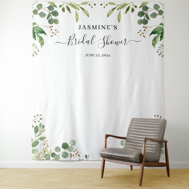 Tenture Fond de toilette de mariage à la verdure d'eucalyp (En situation)