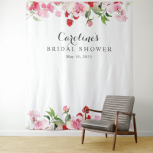 Tenture Fond de toilette de mariage aux roses rouges et ro
