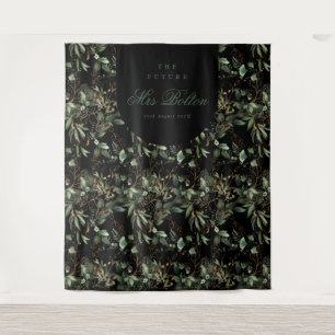 Tenture Fond de toilette de mariage bohème à l'eucalyptus 