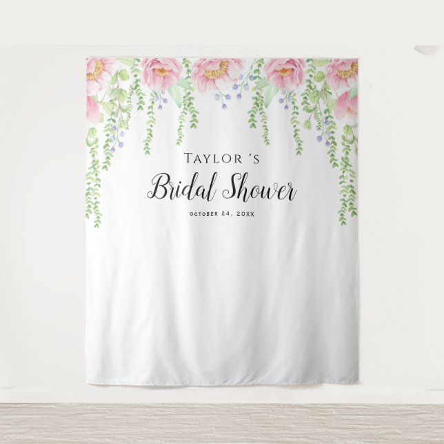 Tenture Fond de toilette de mariage floral blanc (Devant)