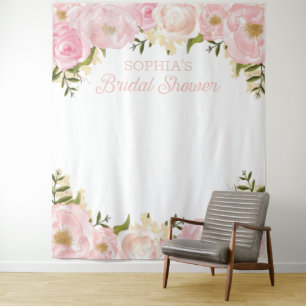 Tenture Fond de toilette de mariage floral rose Prop de ph