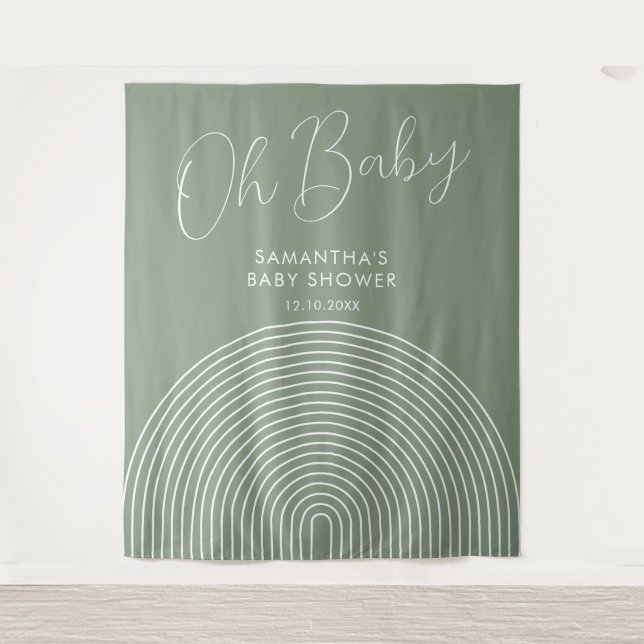 Tenture Fond de toilette pour bébé vert sauge moderne (Devant)