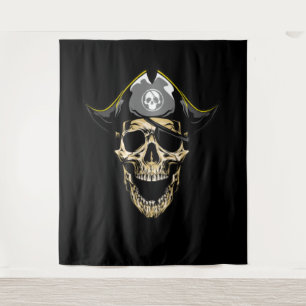 Tenture Fond de trésor de crâne de pirate