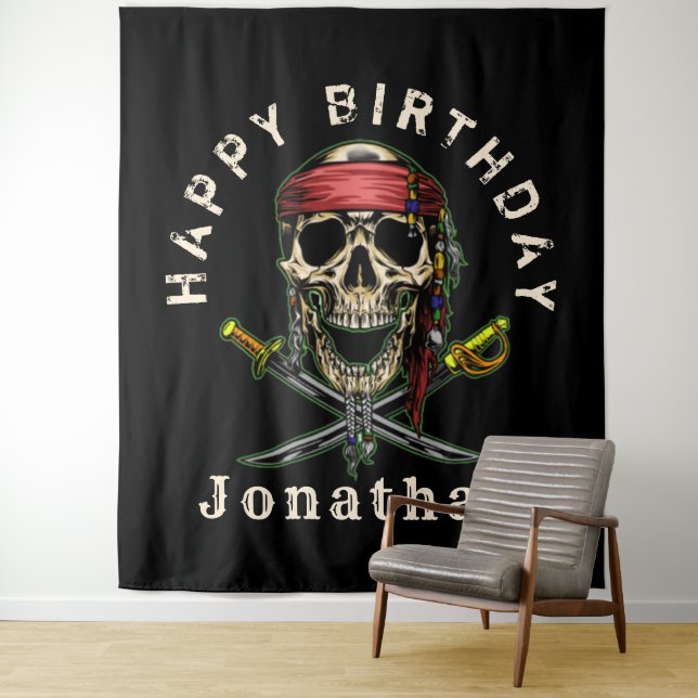Tenture Fond décoratif Crâne de Pirate Fantôme Butin (En situation)