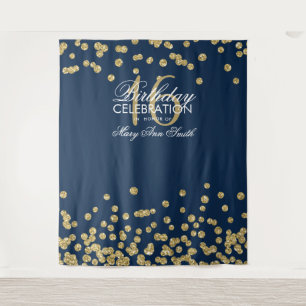 Tenture Fond doré bleu marine paillettes confettis Sweet 1