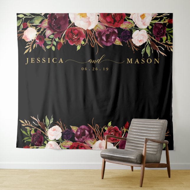 Tenture Fond doré Marsala Bourgogne rustique pour Photoboo (En situation (horizontale))