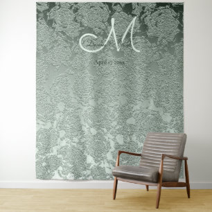 Tenture Fond élégant de monogramme vert sauge pastel