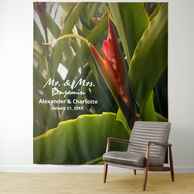 Tenture Fond élégant de photobooth de mariage fleuri  (En situation)