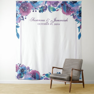 Tenture Fond élégant de stand photo de mariage floral viol