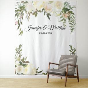 Tenture Fond élégant floral rose ivoire pour PHOTO DE MARI