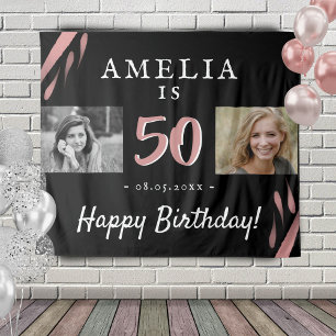 Tenture Fond Elegant Rose Noir 50 Ans Anniversaire 2 Photo