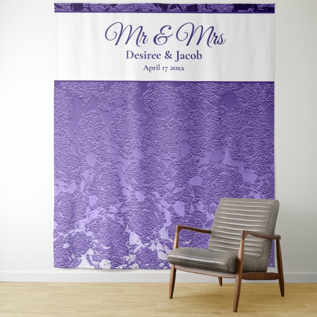 Tenture Fond élégant violet blanc Mme & Mme (En situation)