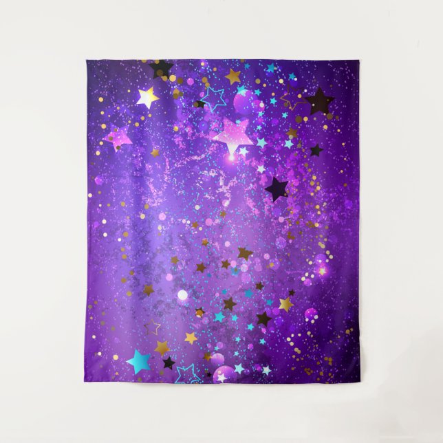 Tenture Fond en feuille de papier violet avec des étoiles (Devant)