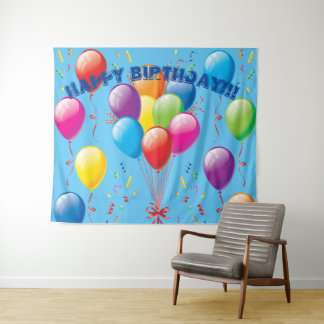 Tenture Fond et bannière de joyeux anniversaire en ballon 