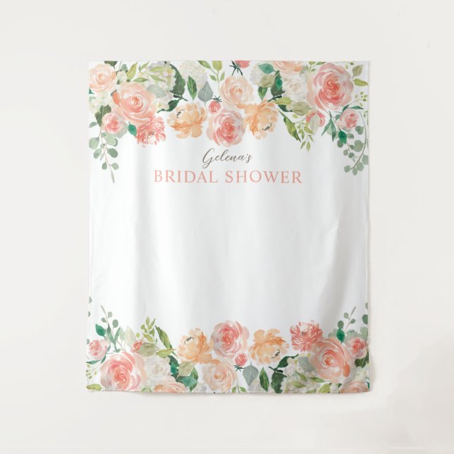 Tenture Fond floral aquarelle rose printemps II Shower (Devant)