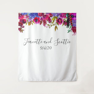 Tenture Fond Floral aux Couleurs Vives et Audacieuses Rose