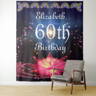 Tenture Fond floral pailleté | Fête d'anniversaire 60 ans