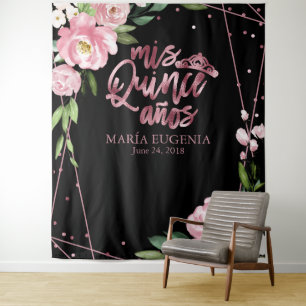 Tenture Fond floral rose en papier d'aluminium or rose pou