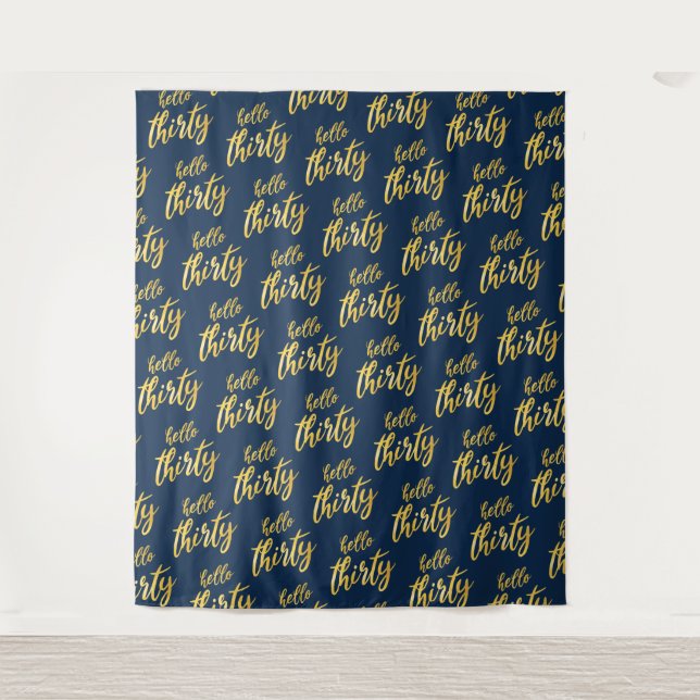 Tenture Fond Gold Navy "Bonjour Trente" Anniversaire (Devant)