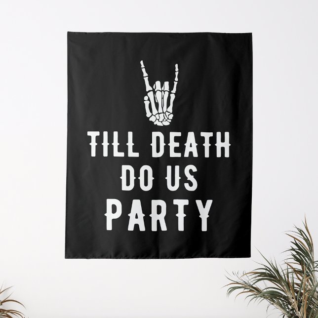 Tenture Fond 'Jusqu'à ce que la mort nous sépare' squelett (Till Death Do Us Party Backdrop Skeleton Black
)