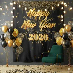 Tenture Fond minimaliste or et noir pour la nouvelle année