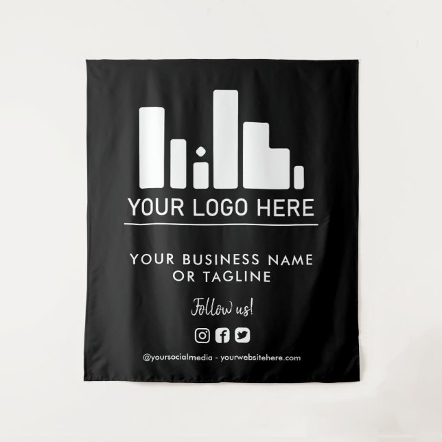 Tenture Fond noir avec grand logo et toile de fond pour le (Devant)