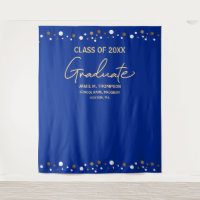 Fond personnalisé année bleu royal or diplômé