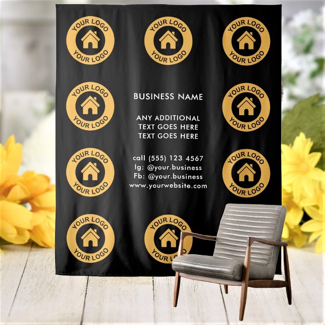 Tenture Fond personnalisé avec logo et texte d'entreprise (Créateur téléchargé)